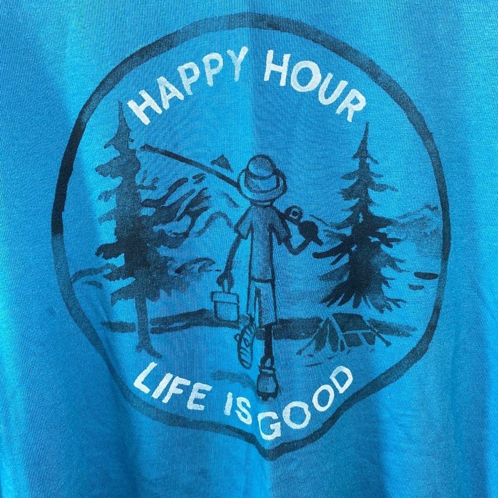 New Condition Life Is Good "Happy Hour"  Going fishing graphic T Shirt - Picture 2 of 7
